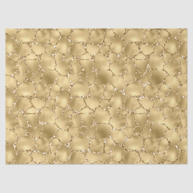 Gold Glitter Giraffe Print        Tissue Paper (Front)