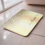 Gold Glitter Girly Luxury Modern Monogram Name Bath Mat<br><div class="desc">Gold Faux Foil Metallic Sparkle Glitter Brushed Metal Monogram Name Bath Mats. This makes the perfect graduation,  birthday,  wedding,  bridal shower,  anniversary,  baby shower or bachelorette party gift for someone that loves glam luxury and chic styles.</div>