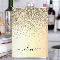 Gold Glitter Girly Luxury Modern Monogram Name