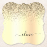Gold Glitter Girly Luxury Modern Monogram Name Paper Coaster<br><div class="desc">Gold Faux Foil Metallic Sparkle Glitter Brushed Metal Monogram Name Paper Coasters. This makes the perfect graduation,  birthday,  wedding,  bridal shower,  anniversary,  baby shower or bachelorette party gift for someone that loves glam luxury and chic styles.</div>