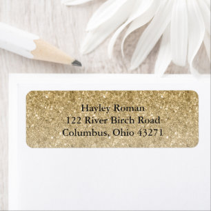 Gold Glitter Glam Custom Serif Address Label