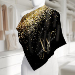 Gold Glitter Glam Monogram Name  Bandana<br><div class="desc">Glam Gold Glitter Elegant Monogram Bandana. Easily personalize this trendy chic bandana design featuring elegant gold sparkling glitter on a black background. The design features your handwritten script monogram with pretty swirls and name.</div>