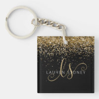 Gold Glitter Glam Monogram Name