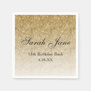 Gold Glitter Glam Personalised Napkin