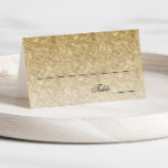 Gold Glitter Glam Personalised Place Card<br><div class="desc">This trendy glitter place card has glitter on the front with an area for you to write in the names and table numbers (by hand). The back features the same glitter pattern with your event and date. Use the template form to add your own information. The Customise It feature can...</div>