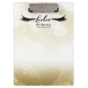 Gold Glitter Glam Sparkle Lashes Personalised Clipboard