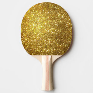 Gold Glitter Glam Sparkles Bling Girly Elegant Ping Pong Paddle