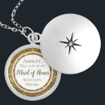 Gold Glitter Glam Will You Be Maid of Honour Silver Plated Necklace<br><div class="desc">You are planning the most special day of your life and this gold glitter glam look silver necklace will make your potential Maid of Honour feel extra special too!!! This invitation is a unique and fun way to ask your friends to celebrate with you.</div>