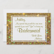 Gold Glitter Glam Will You Be My Bridesmaid