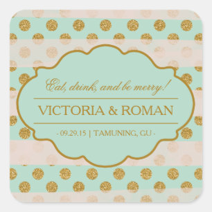 Gold Glitter Glamour Wedding Favour Stickers