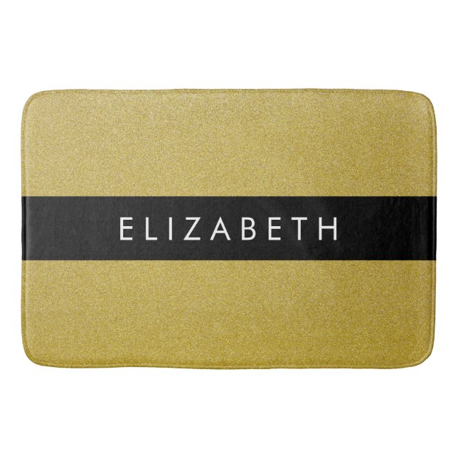 Gold Glitter, Glitter Background, Your Name Bath Mat (Front)