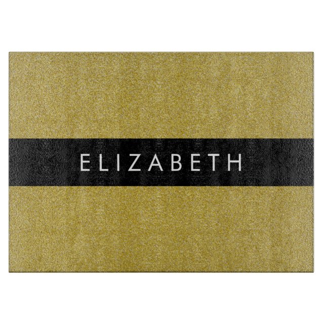 Gold Glitter, Glitter Background, Your Name Cutting Board (Front)
