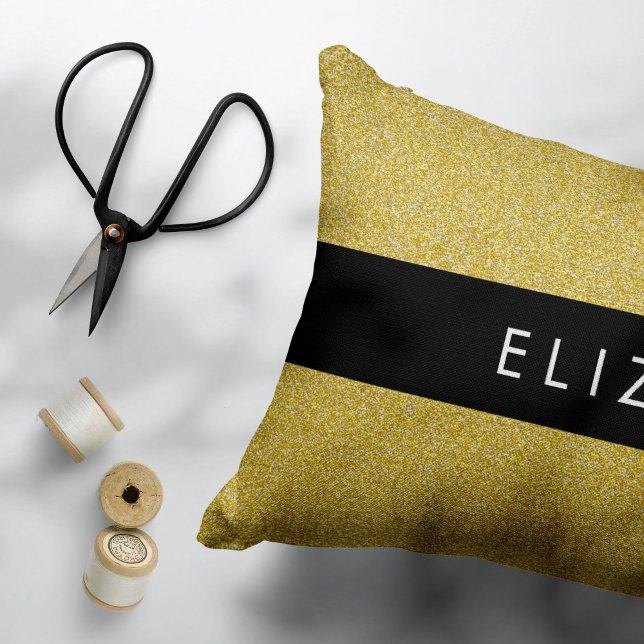 Gold Glitter, Glitter Background, Your Name Decorative Cushion (Creator Uploaded)