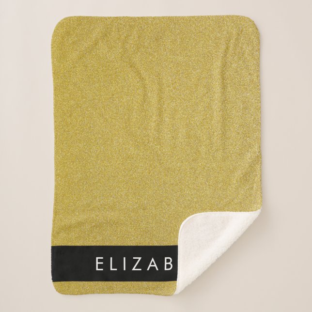 Gold Glitter, Glitter Background, Your Name Sherpa Blanket (Front)