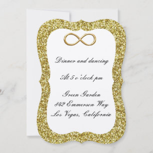 Gold Glitter Gold Infinity Reception Card