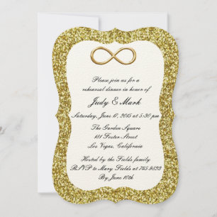 Gold Glitter Gold Infinity Rehearsal Dinner Invite