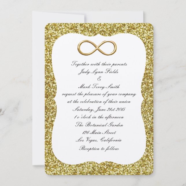 Gold Glitter Gold Infinity Wedding Invitation (Front)