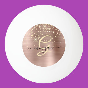 Gold Glitter, Gold Monogram, Black Script Name Ping Pong Ball