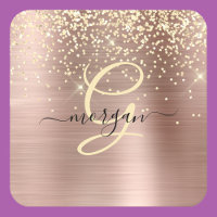 Gold Glitter, Gold Monogram, Black Script Name