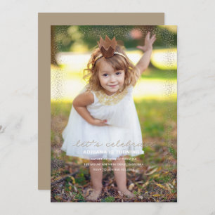 Gold Glitter Golden Birthday Invitation