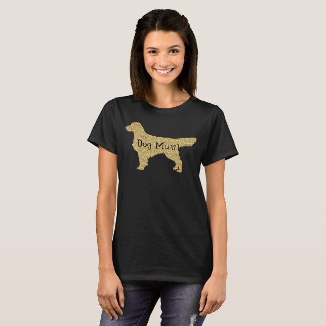 Gold Glitter Golden Retriever | Dog Mum T-Shirt (Front Full)
