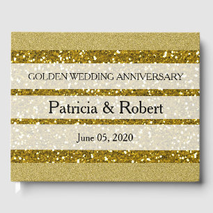Gold Glitter Golden Wedding Anniversary Guest Book