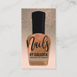 Gold Glitter Gradient Nail Polish Nail Technician Business Card