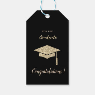 Gold Glitter Graduation Cap , Diploma, Graduate Gift Tags