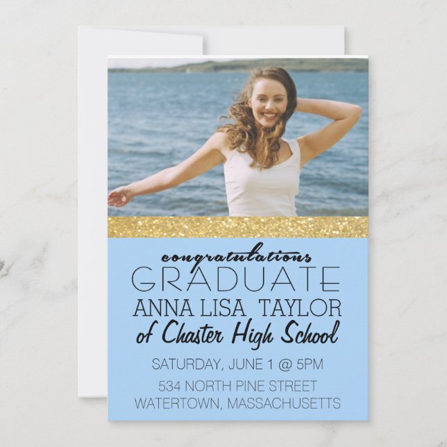 Gold Glitter Graduation Party Invitation (Front)
