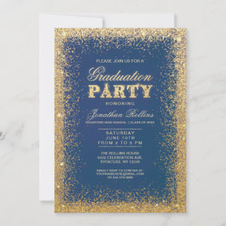 Gold & Glitter Graduation Party Invitations