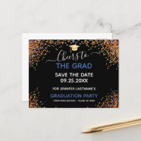 Gold Glitter Graduation Party Save the Date Postca