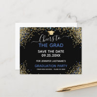 Gold Glitter Graduation Party Save the Date