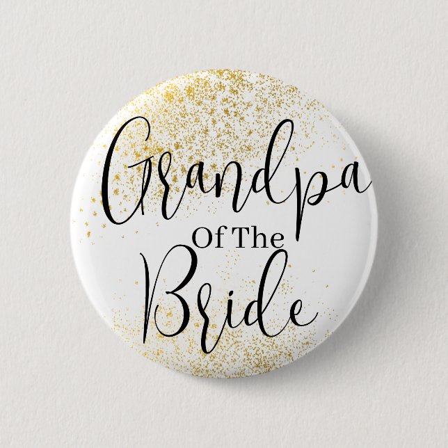 Gold Glitter grandpa of bride wedding  Button (Front)