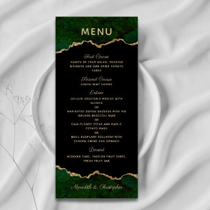 Gold Glitter Green Agate Wedding Menu