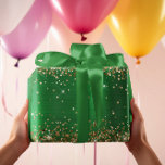 Gold Glitter Green Ombre Foil Holiday Wrapping Paper Sheet<br><div class="desc">Glam style wrapping paper sheets for her holiday or Christmas gift.
The edges feature faux golden glitter and gold sparkles. 
The background is a bright holiday green ombre foil digital art.
These artistic designs print like a photo on your gift wrap.</div>