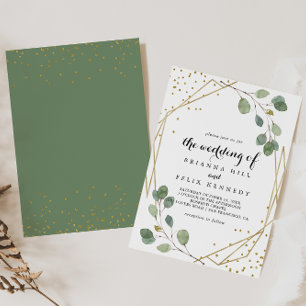 Gold Glitter Greenery Eucalyptus The Wedding Of Invitation