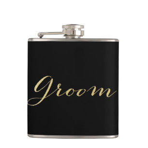 Gold Glitter Groom Flask
