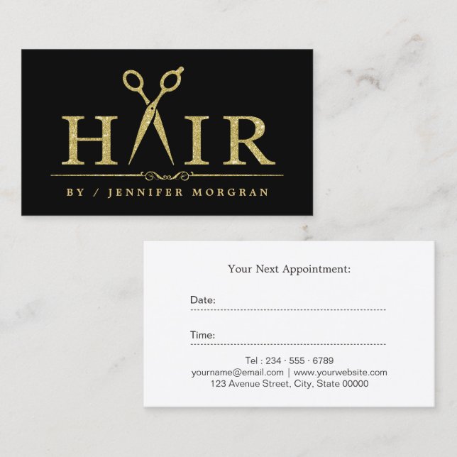 Gold Glitter Hair Stylist Scissors Appointment (Front/Back)