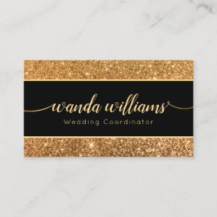 Gold Glitter Handwritten Calligraphy Business Card