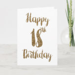 Gold Glitter Happy 18th Birthday Card<br><div class="desc">Gold glitter 18th birthday card for daughter, granddaughter, goddaughter, etc. The front features a gold glitter typography design and the inside card message can be personalised if wanted. Please note there is not actual glitter on this product but a design effect. This glitter eighteenth birthday card would make a wonderful...</div>