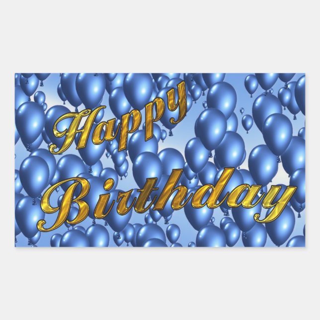 Gold Glitter Happy Birthday Rectangular Sticker (Front)