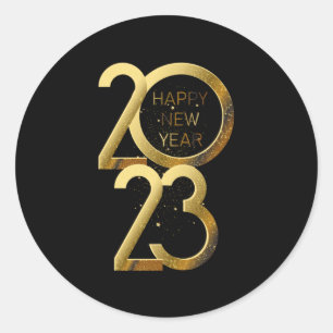 Gold Glitter Happy New Year 2023 Classic Round Sticker