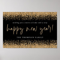 Gold Glitter Happy New Year Name Black Printable
