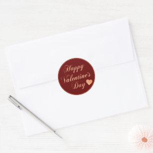 GOLD GLITTER HAPPY VALENTINES DAY CLASSIC ROUND STICKER