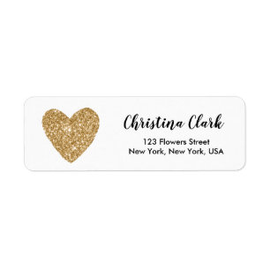 Gold Glitter Heart Cute Personalized Custom
