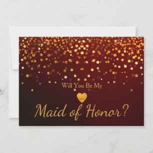 Gold Glitter Heart Faux maid of honor Invitation