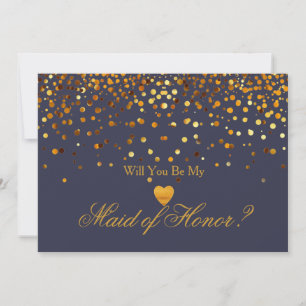 Gold Glitter Heart Faux maid of honour Invitation