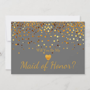 Gold Glitter Heart Faux maid of honour Invitation
