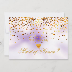 Gold Glitter Heart Faux maid of honour Invitation