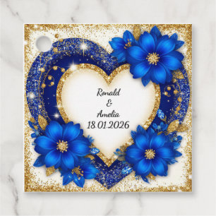 💙 Gold Glitter Heart Favour Tags For Elegant Even